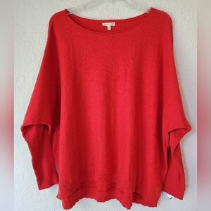 NWOT Eileen Fisher Women's Red Domain Sleeve Cotton Cashmere Top Medium